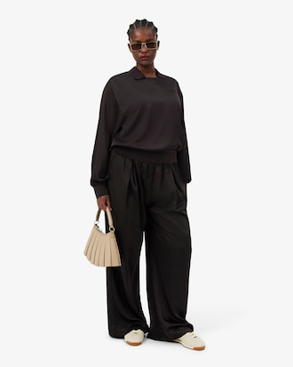 Relaxed Fit Satin Polo Shirt