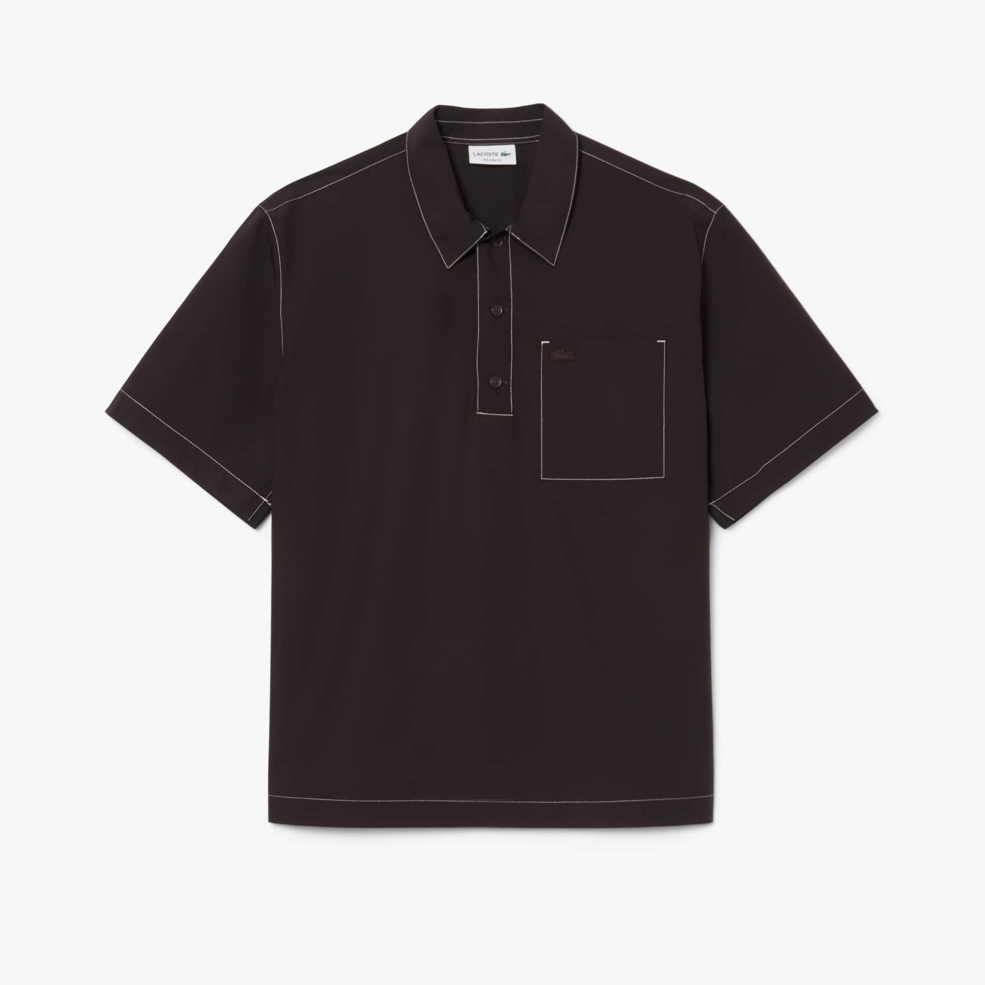 Lacoste Relaxed Fit Short Sleeved Poplin Shirt - 15¾ - 40 In Brown