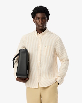 Men's Regular Fit Striped Linen Shirt