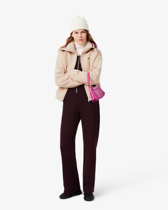 Oversized Striped Ribbed Collar Sherpa Jacket