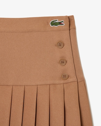 Women's Pleated Button Waist Skirt