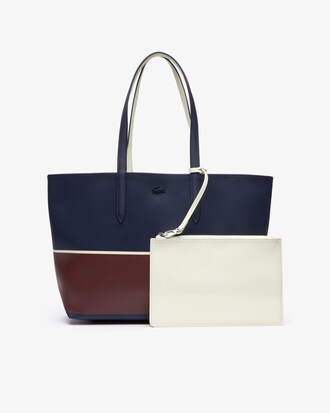 Bolso Tote Anna color block reversible, con cierre y bolsa el interior
