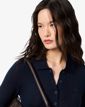 Women's Wool Jersey Polo Collar Sweater