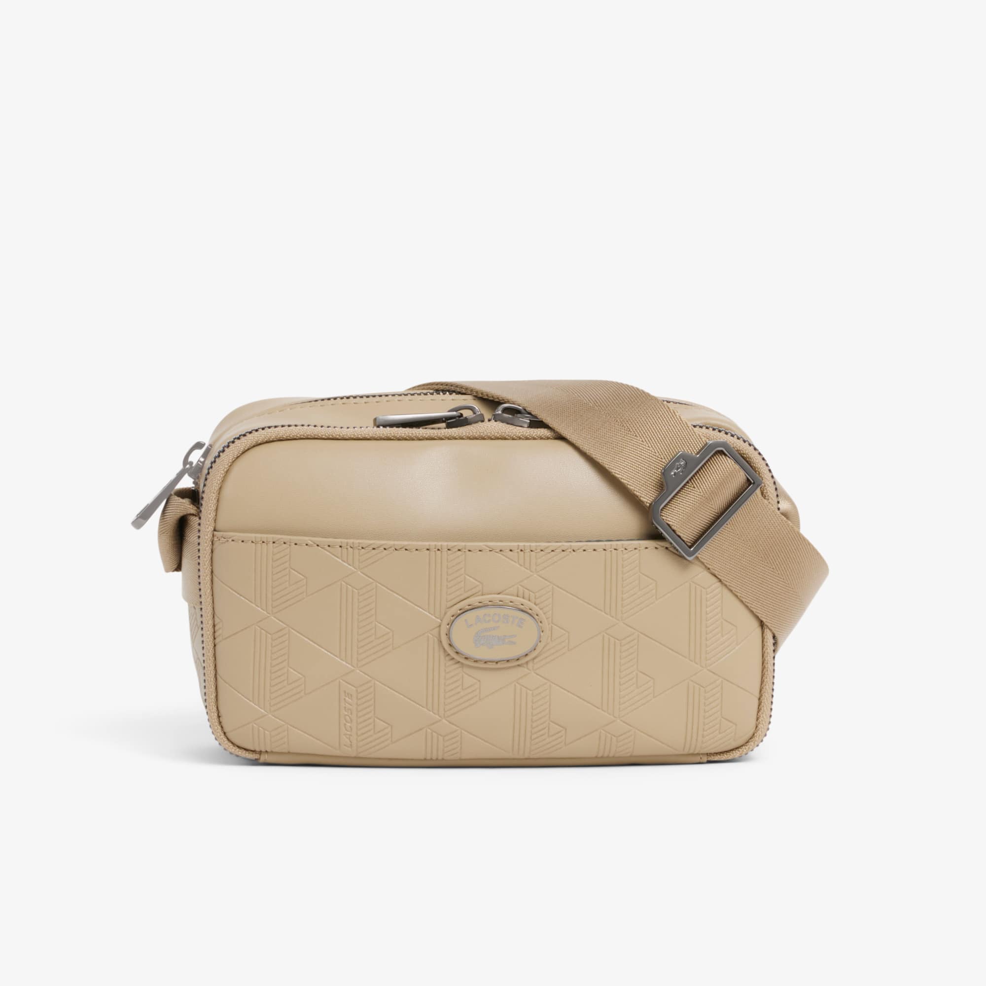 Lacoste Vertical Leather Monogram Satchel - One Size In Sand
