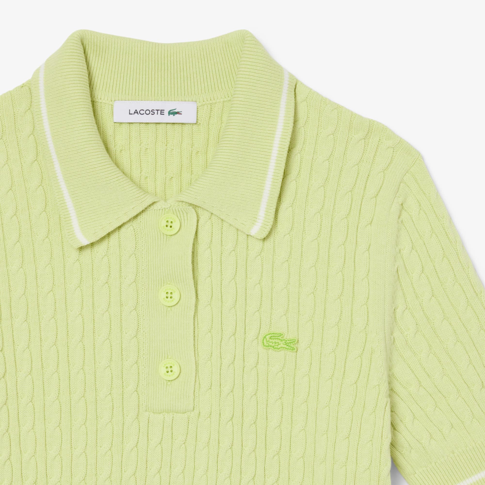 Striped Cable Knit Polo Collar Sweater