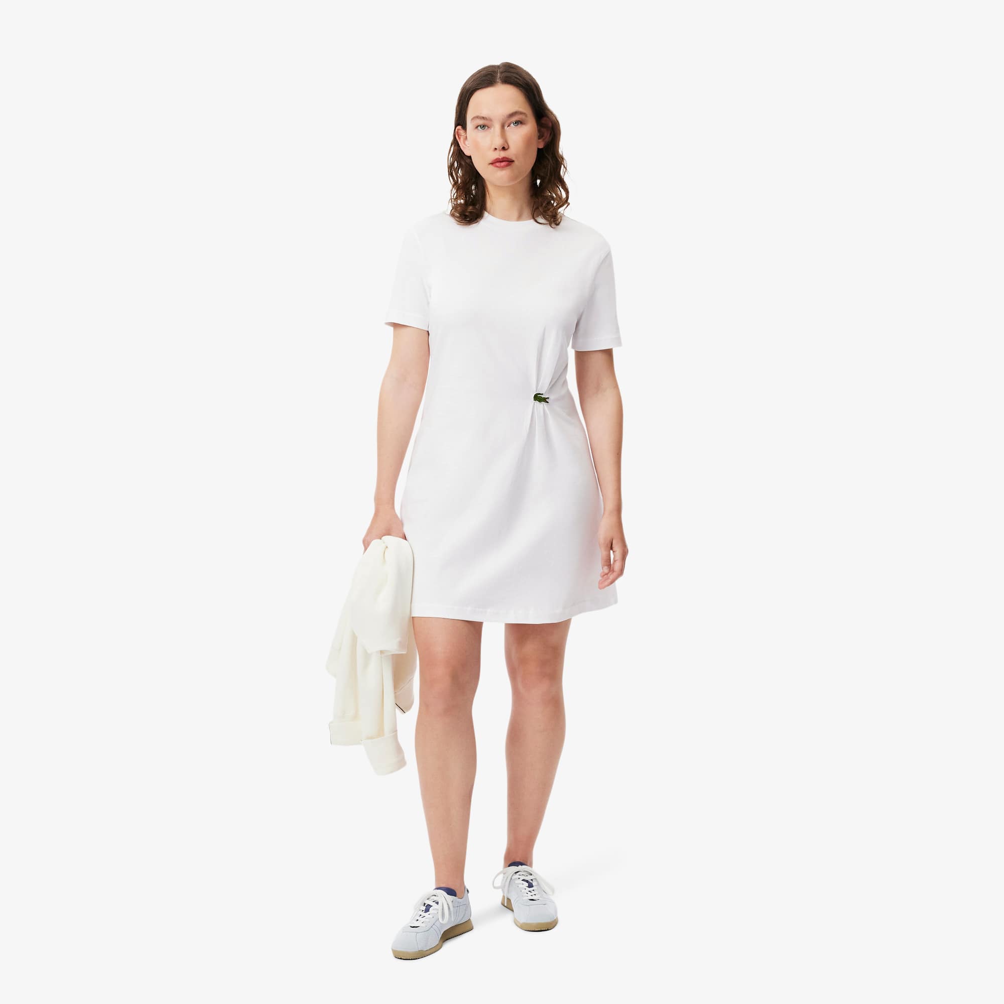 【LACOSTE】 ★ Cotton Flare Shirt Dress ★ Lacoste Loose Fit Shirt Dress Dusty Pink Cotton Poplin Sz 40