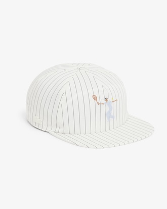 Striped Embroidered Cotton Twill Cap
