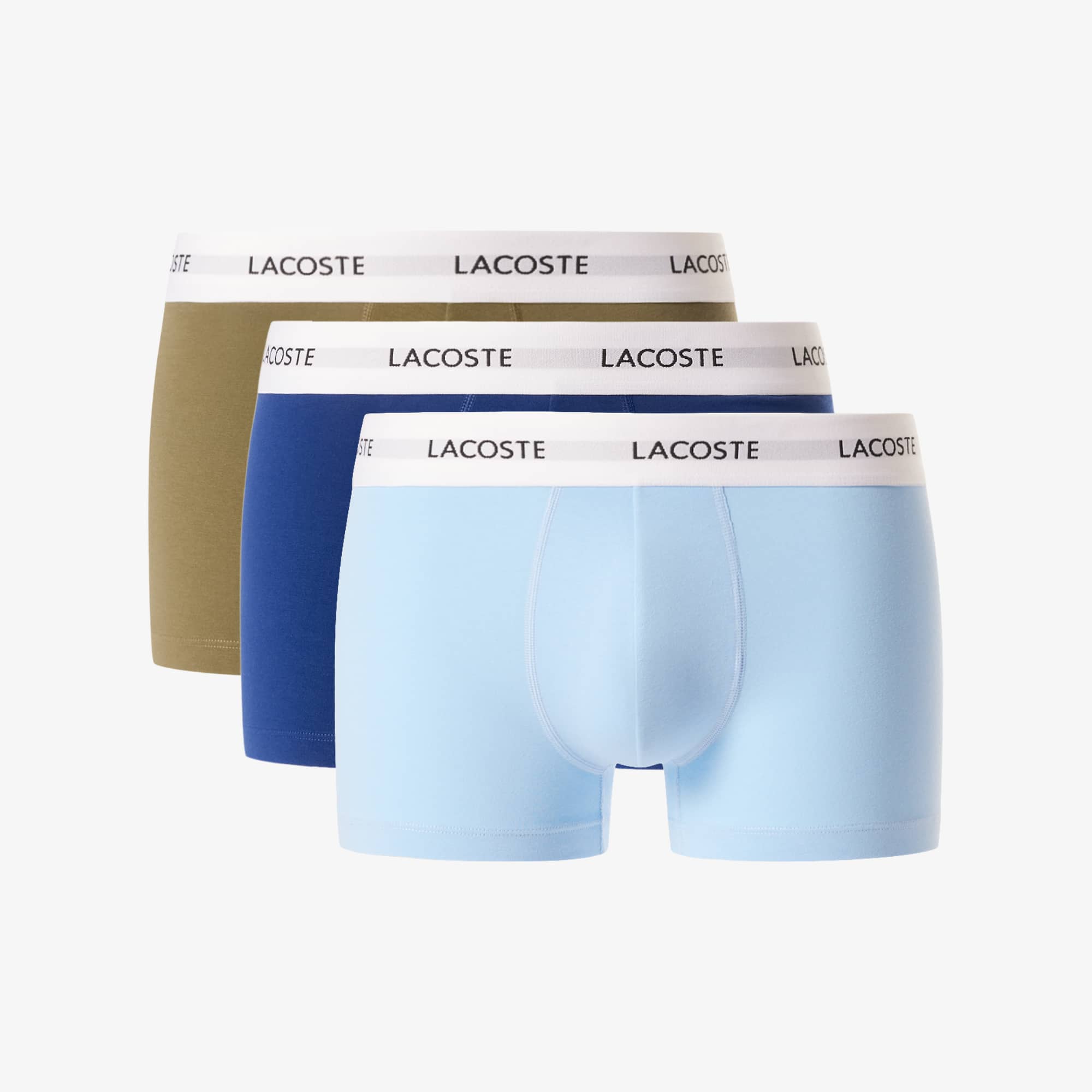 Lacoste Men's 3-pack Stretch Cotton Trunks In Blue