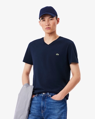 Playera ligera de algodón Pima con cuello en V para hombre