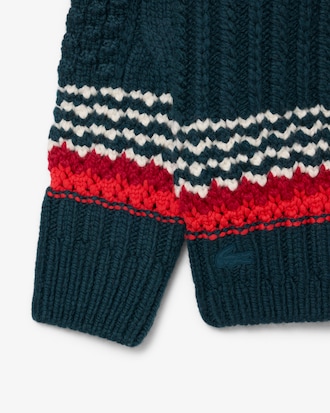 Runway Textured Stripe Wool Cardigan
