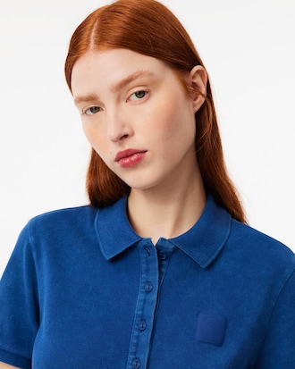 Women's Slim Fit Washed Effect Petit Piqué Polo