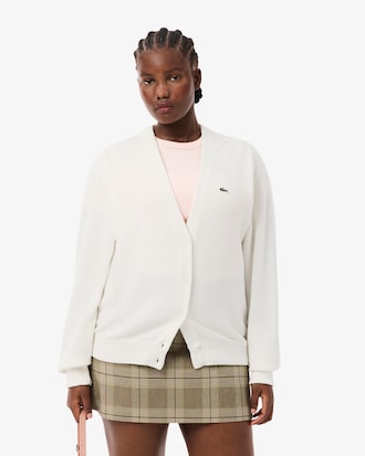 Women's V-Neck Moss Stitch Cotton Cardigan