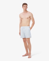 Men's Mid Length Striped Textured Swim Trunks