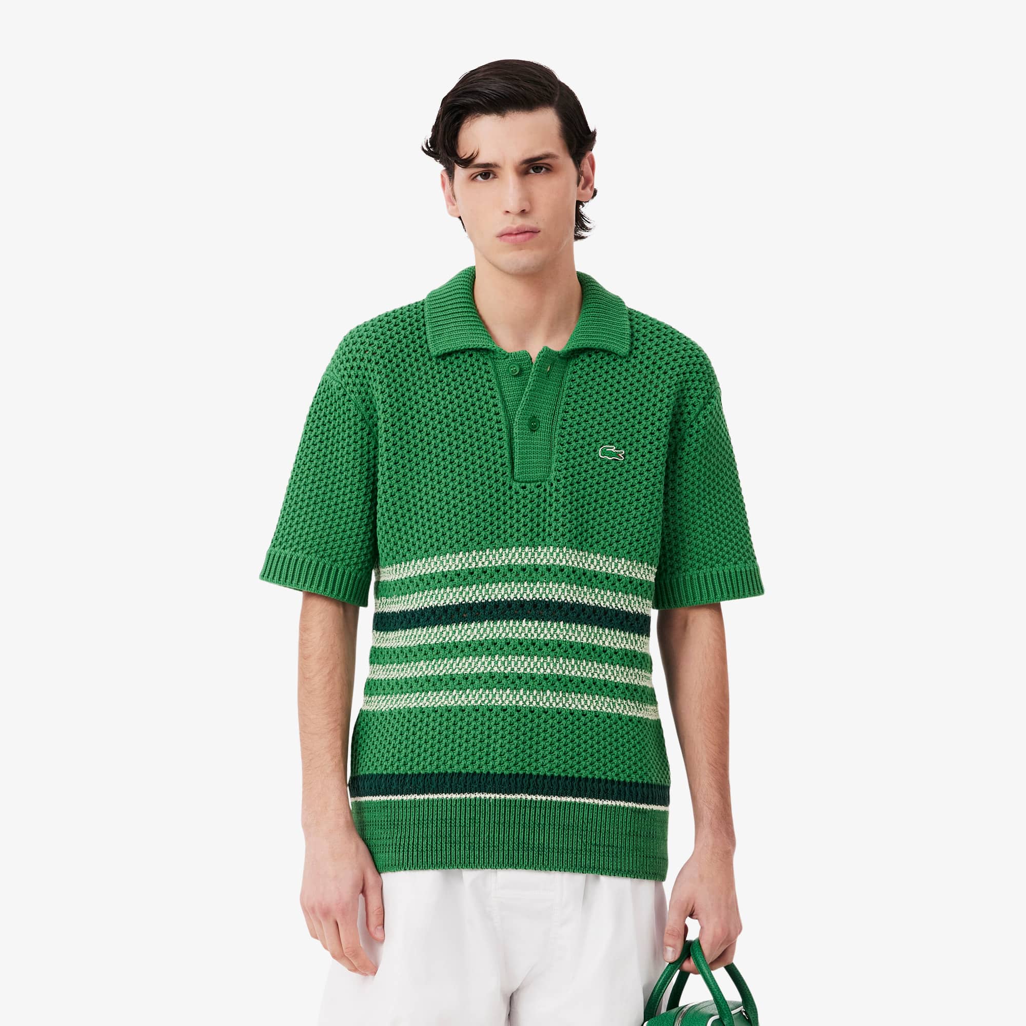 【新品タグ付き】någonstans knit polo pullover Runway Lacy Striped Polo Collar Sweater - undefined - New In 2026