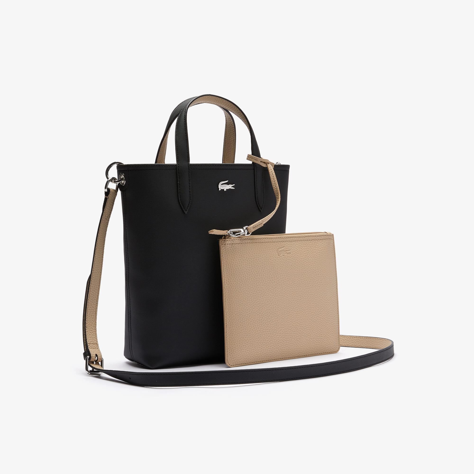 ★LACOSTE★ Women's Anna Vertical Medium Shopper Bag Black N Women's Anna Vertical Reversible Tote - Bags - New In 2025