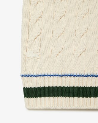 Unisex Lacoste Cable Knit Sweater Vest in Organic Cotton