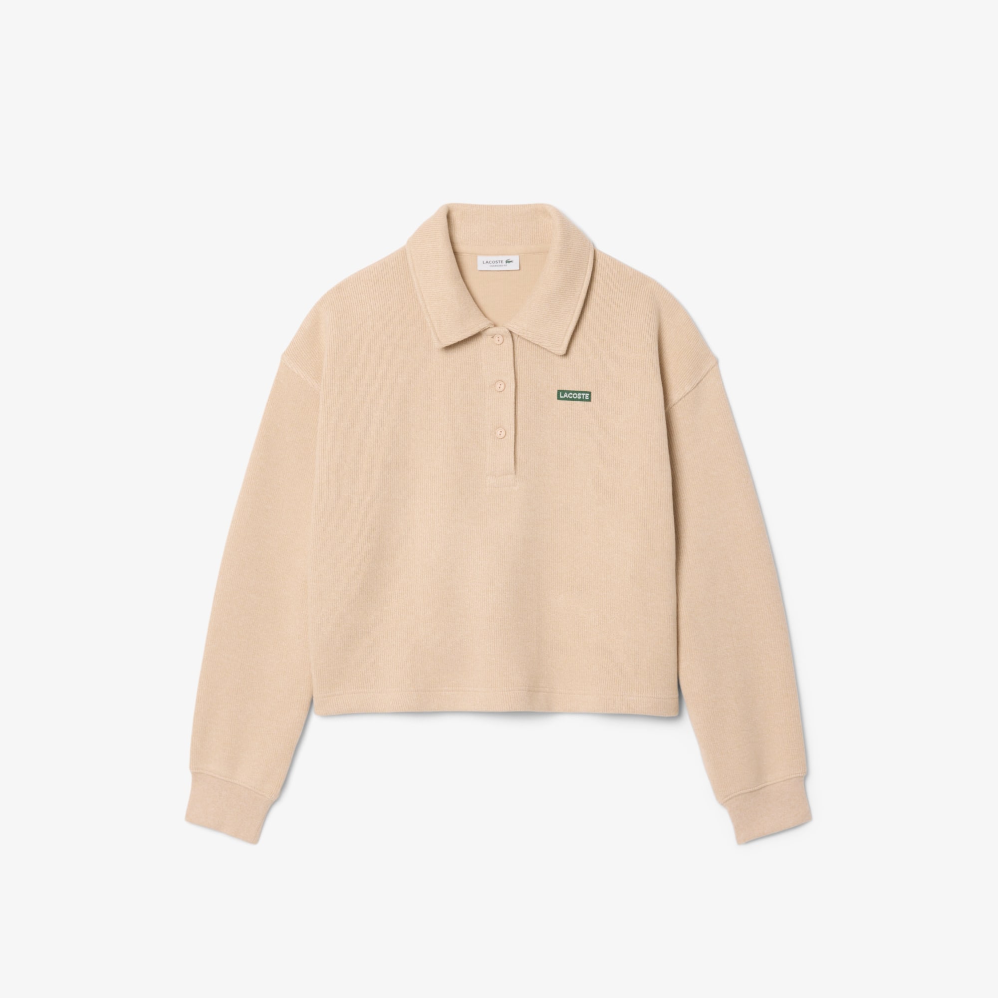Oversized Ribbed Polo Collar Sweatshirt