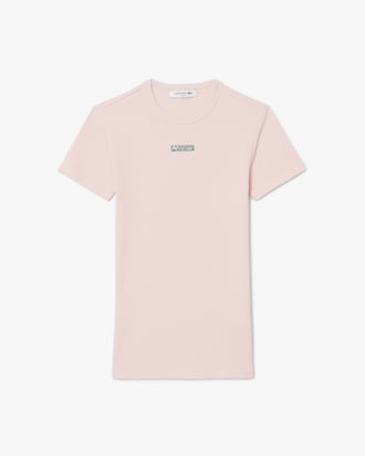 Playera slim fit de canal&eacute; de algod&oacute;n con insignia