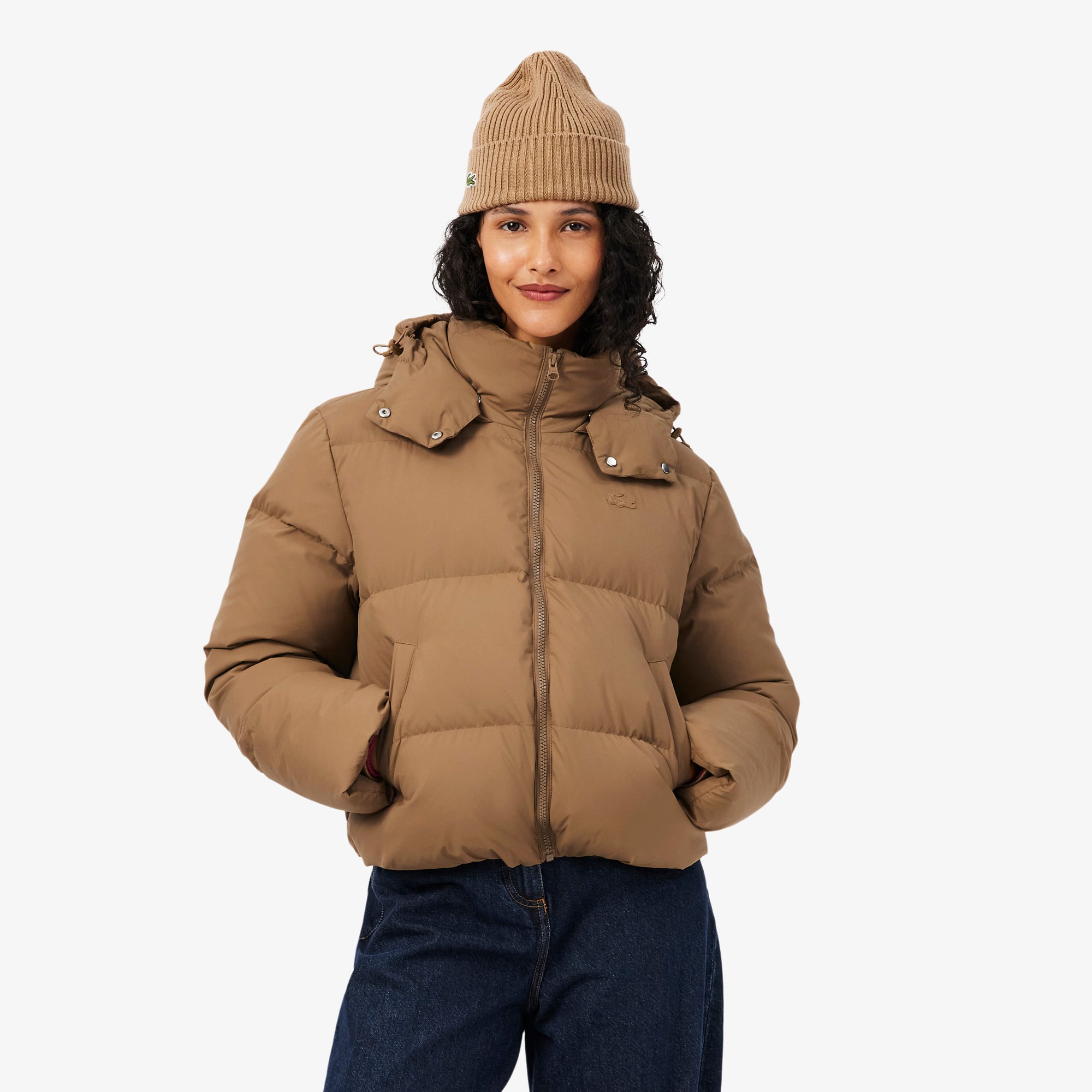Lacoste Water-repellent Hooded Down Jacket - L (40) In Brown
