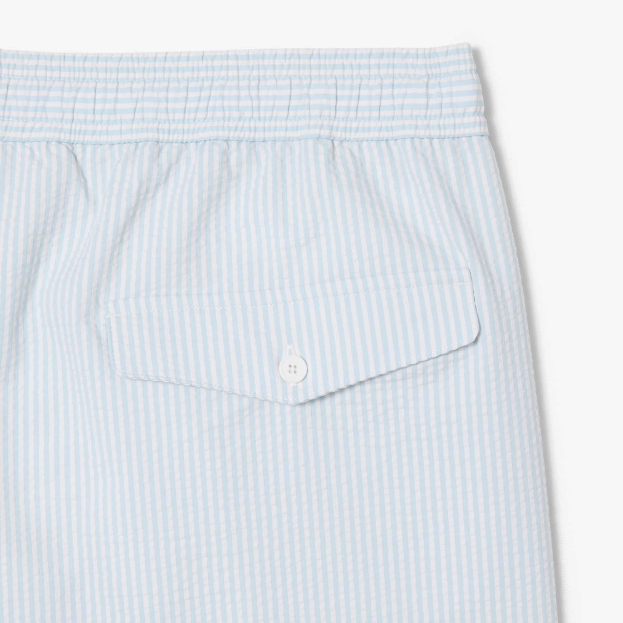 Men's Mid Length Striped Textured Swim Trunks