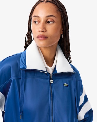Women's Oversized Pointelle Stripe Satin Sweatshirt