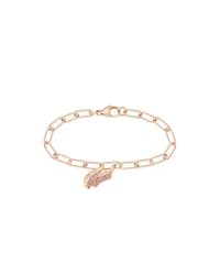 Women's Pink Crystal Croc Pendant Gold Bracelet