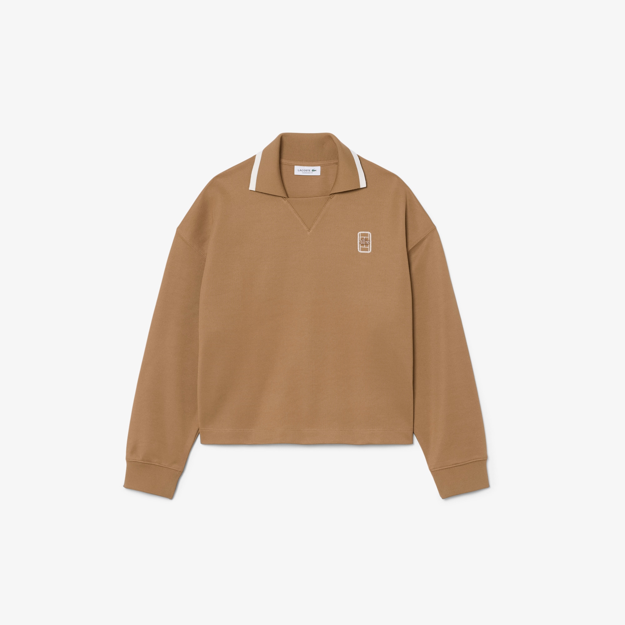 Oversized Polo Collar Piqué Sweatshirt