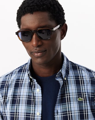 Slim Fit Gingham Print Stretch Poplin Shirt