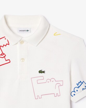 Kids' Crocodile Print Mini Piqué Polo