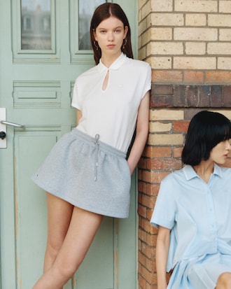 Relaxed Fit Scallop Trim Fluid Piqu&eacute; Polo Shirt