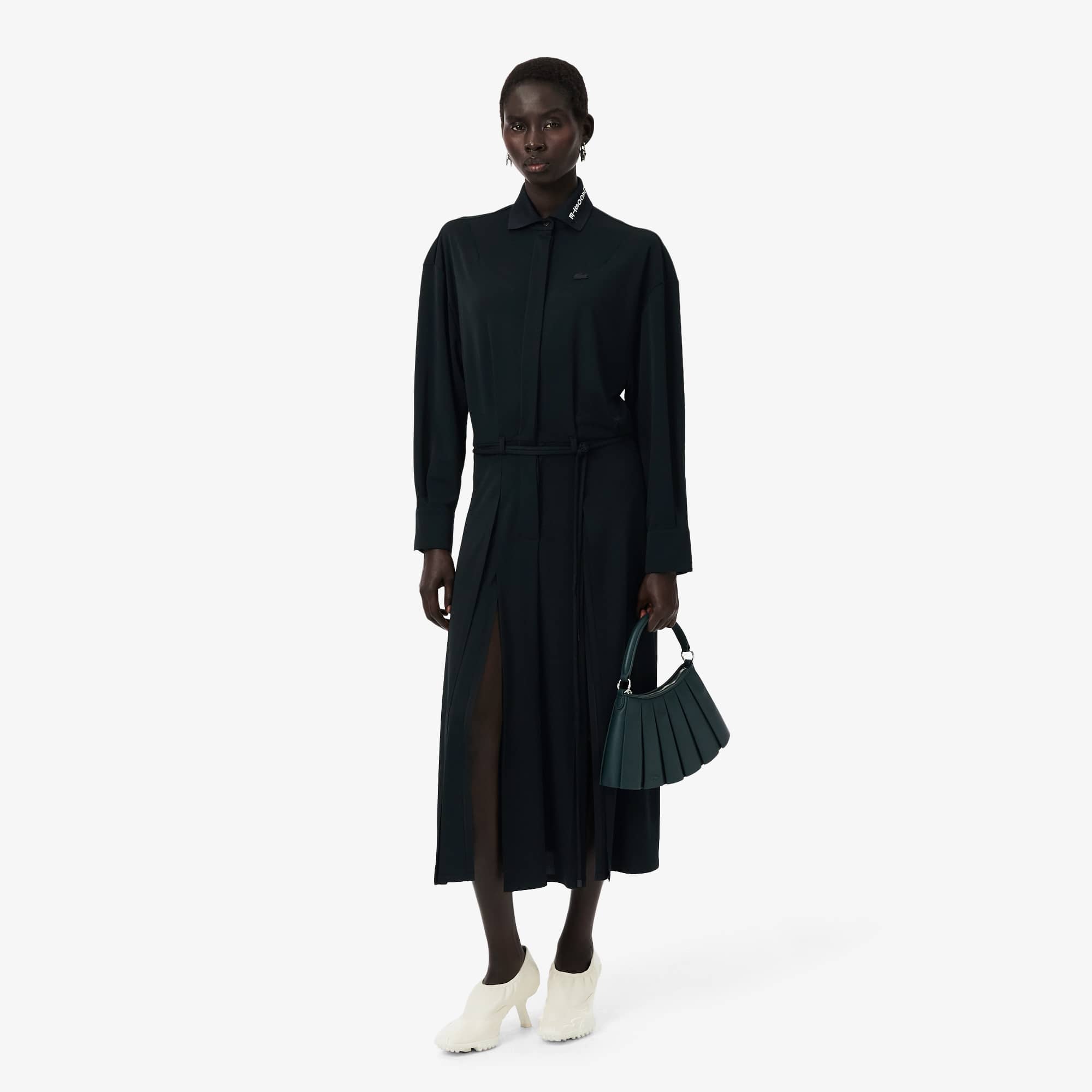 Lacoste Runway Pleated Polo Maxi Dress - 34 In Green