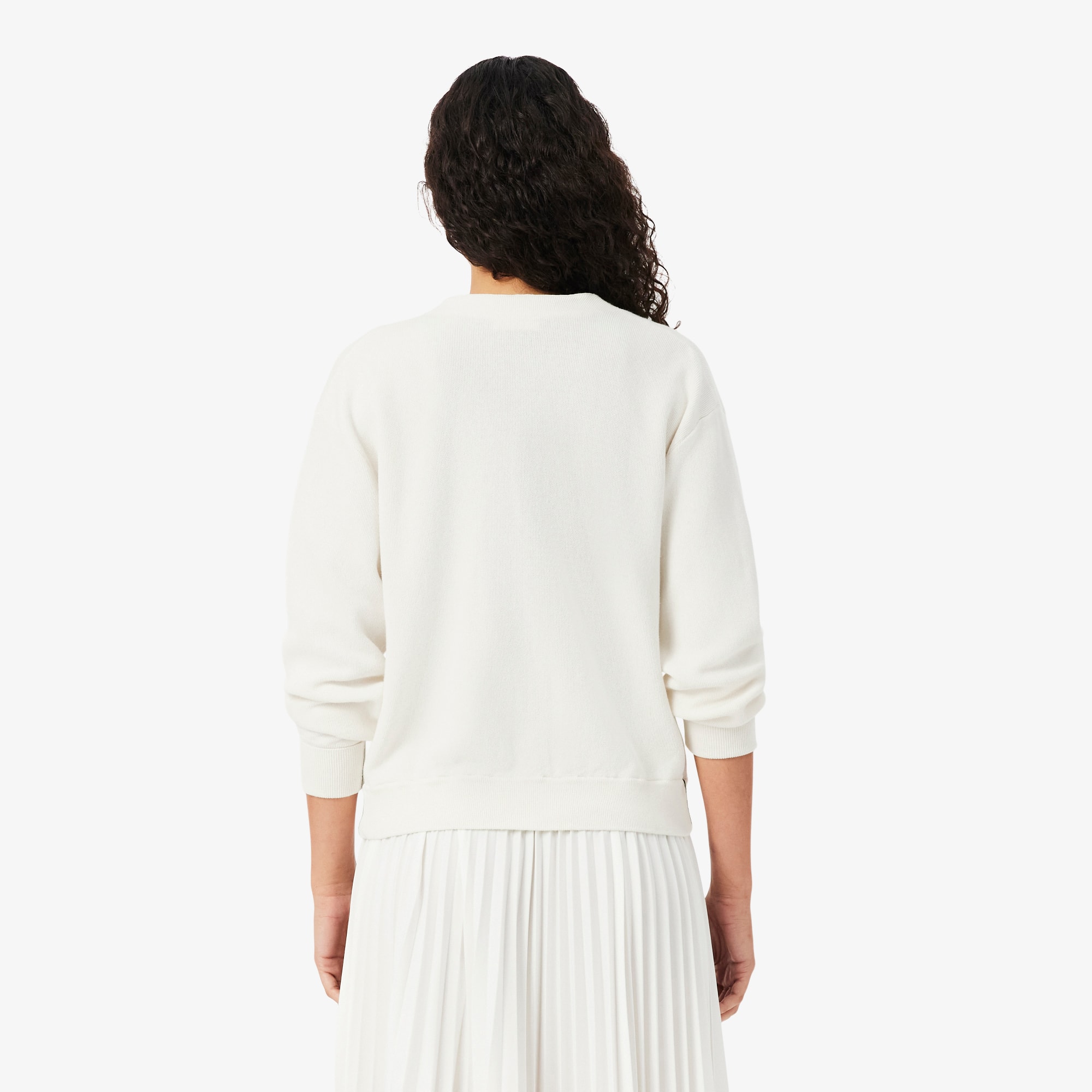 Women's V-Neck Moss Stitch Cotton Cardigan - Sweaters