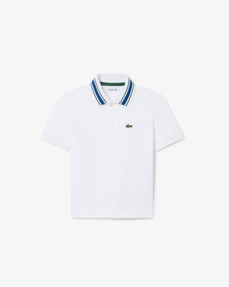 Stripe Collar Petit Piqu&eacute; Polo Shirt