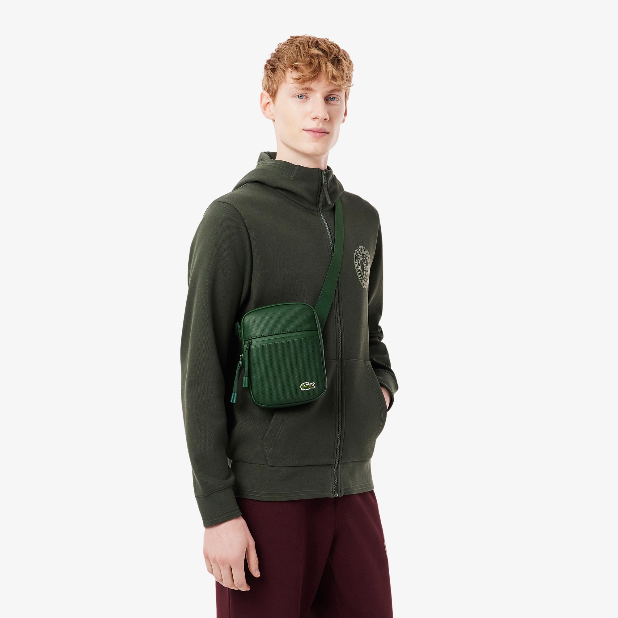 ⭐︎兄⭐︎LACOSTE ダークグリーンショルダーバッグ Small LCST Slimline Satchel - Bags - New In 2026 | Lacoste