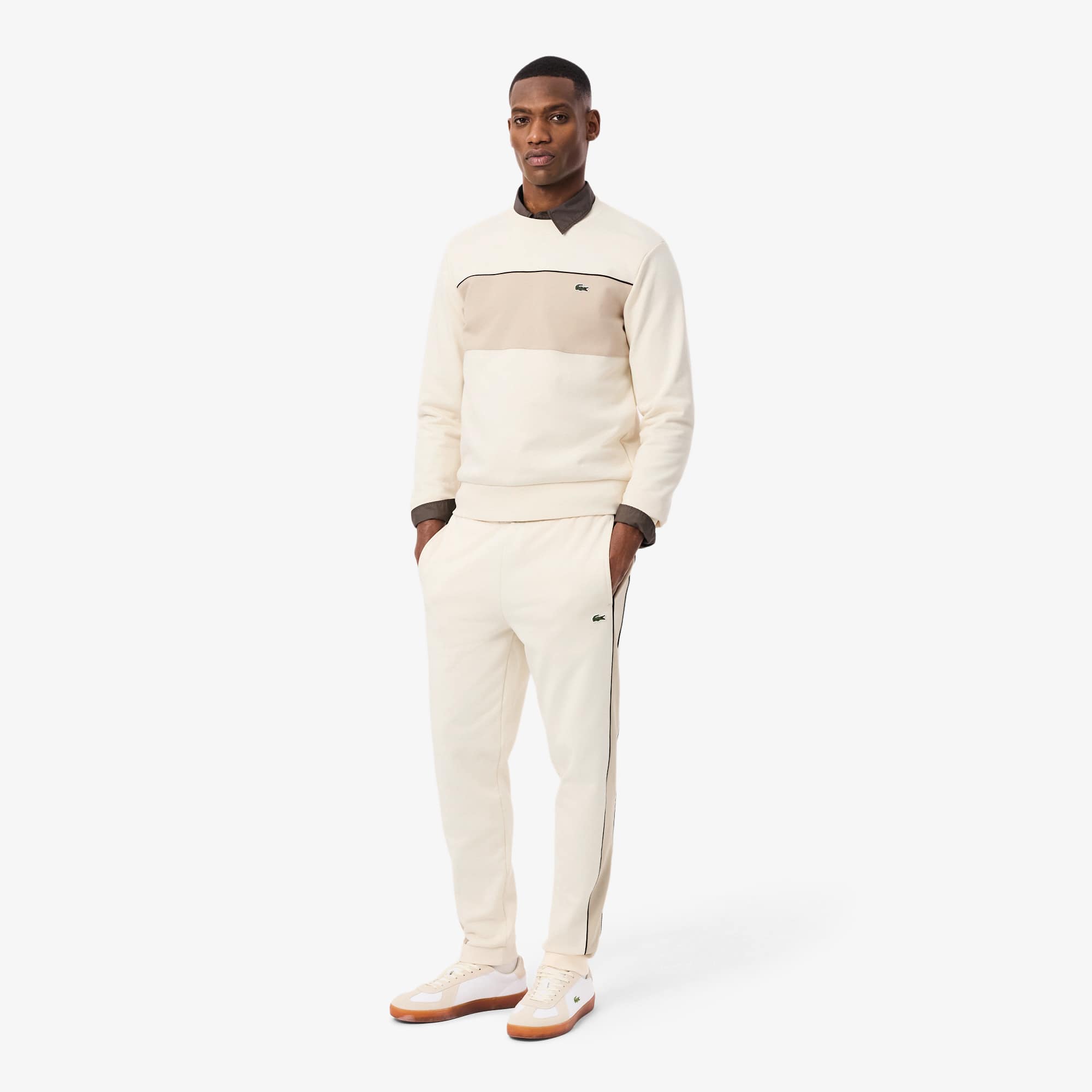Lacoste Tapered Leg Sweatpants - M In Neutral
