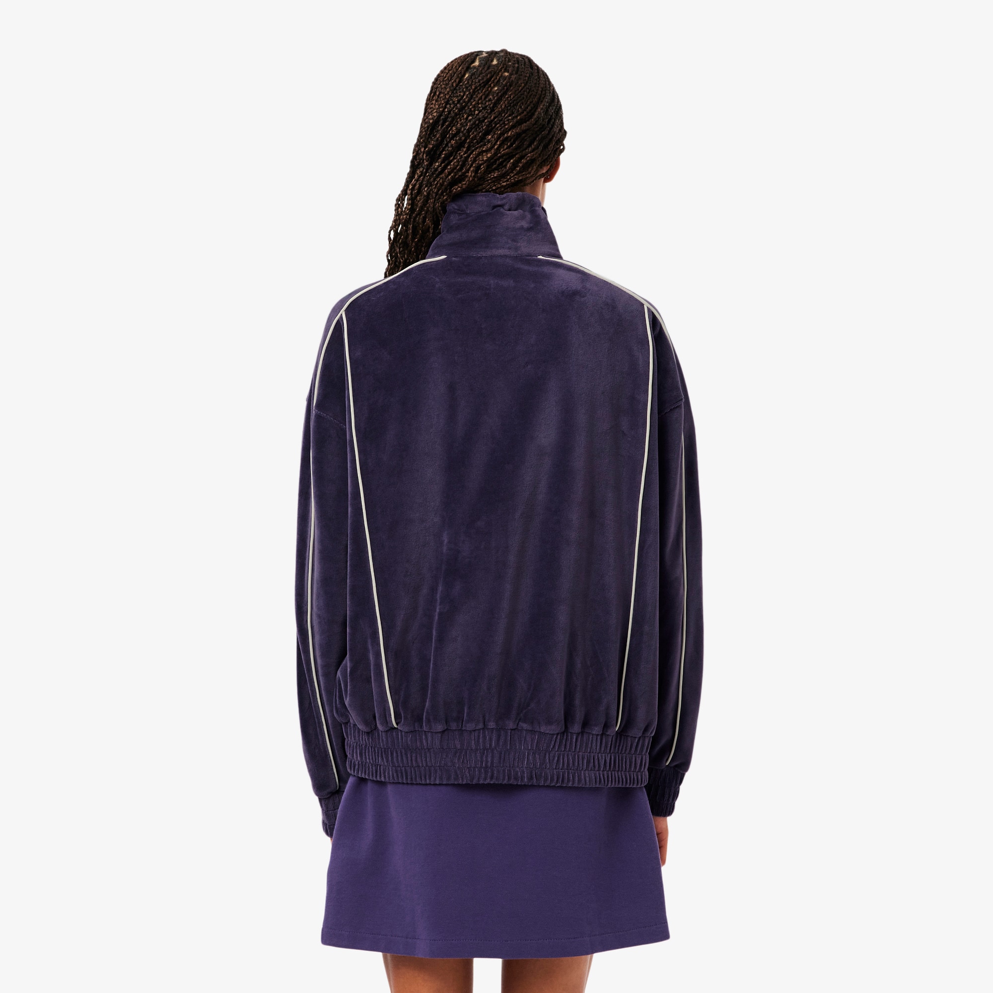 Women's Oversized Zip-Up Velour Sweatshirt - Sweaters