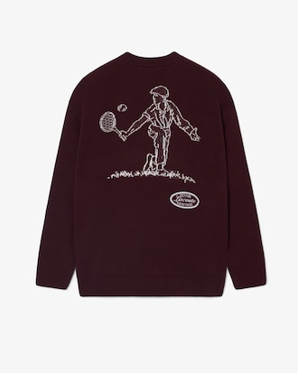 Wool Blend Crew Neck Tennis Heritage Sweater