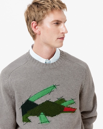 Men's Crocodile Motif Wool Sweater