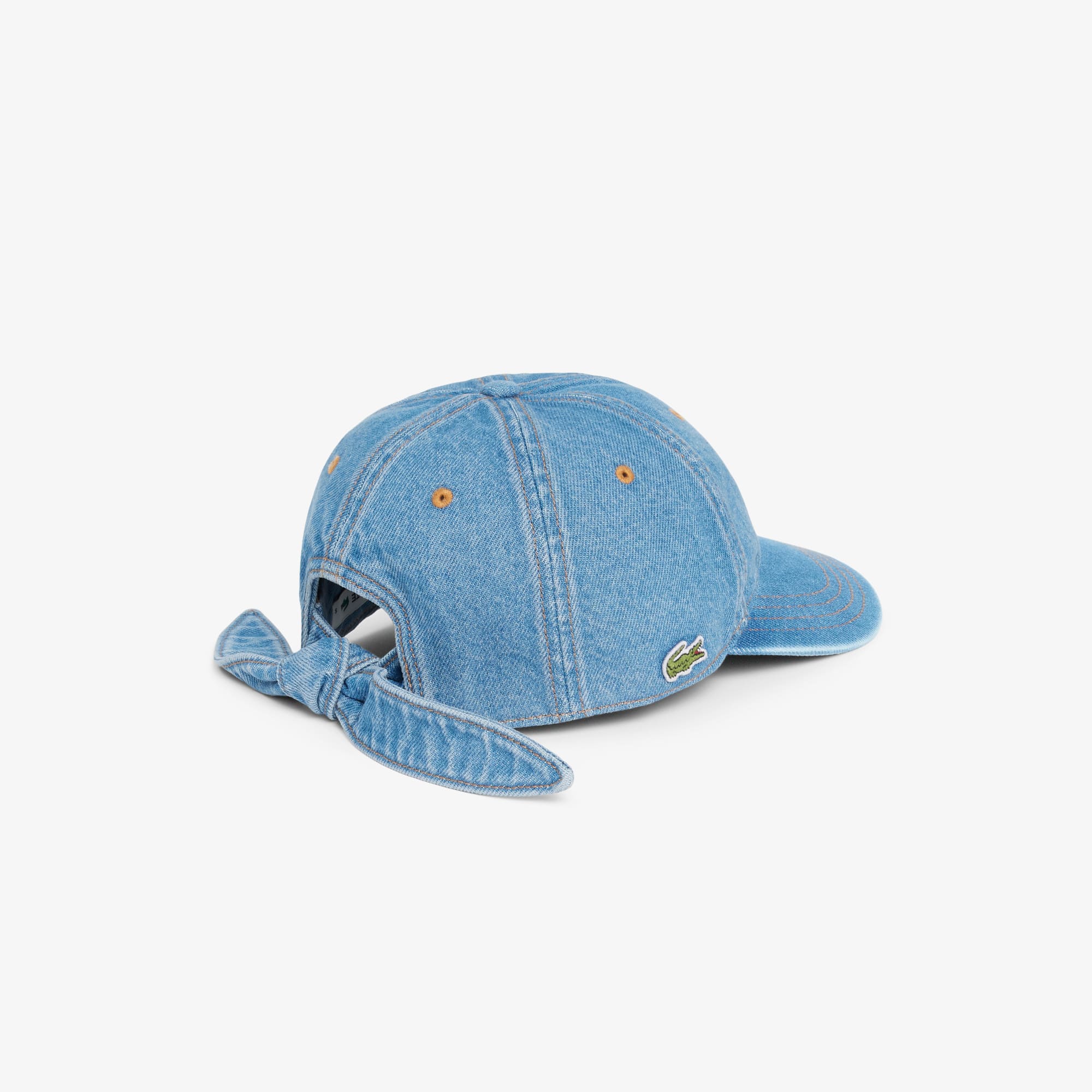 Cotton Denim Tie Accent Cap