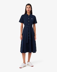Women's Flared Mini-Piqué Polo Dress