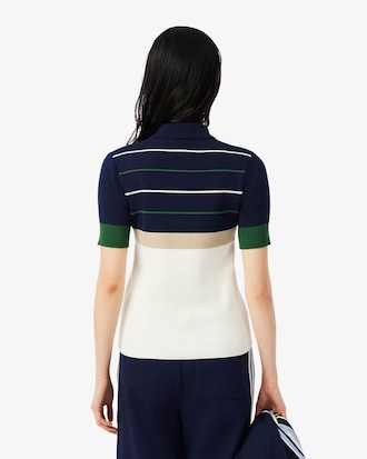 Women's Made In France Striped Polo Collar Sweater