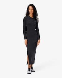 Women's Slim Fit Ribbed Cotton Polo Collar Dress