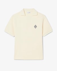 Loose Fit Badge Accent Fleece Polo Shirt