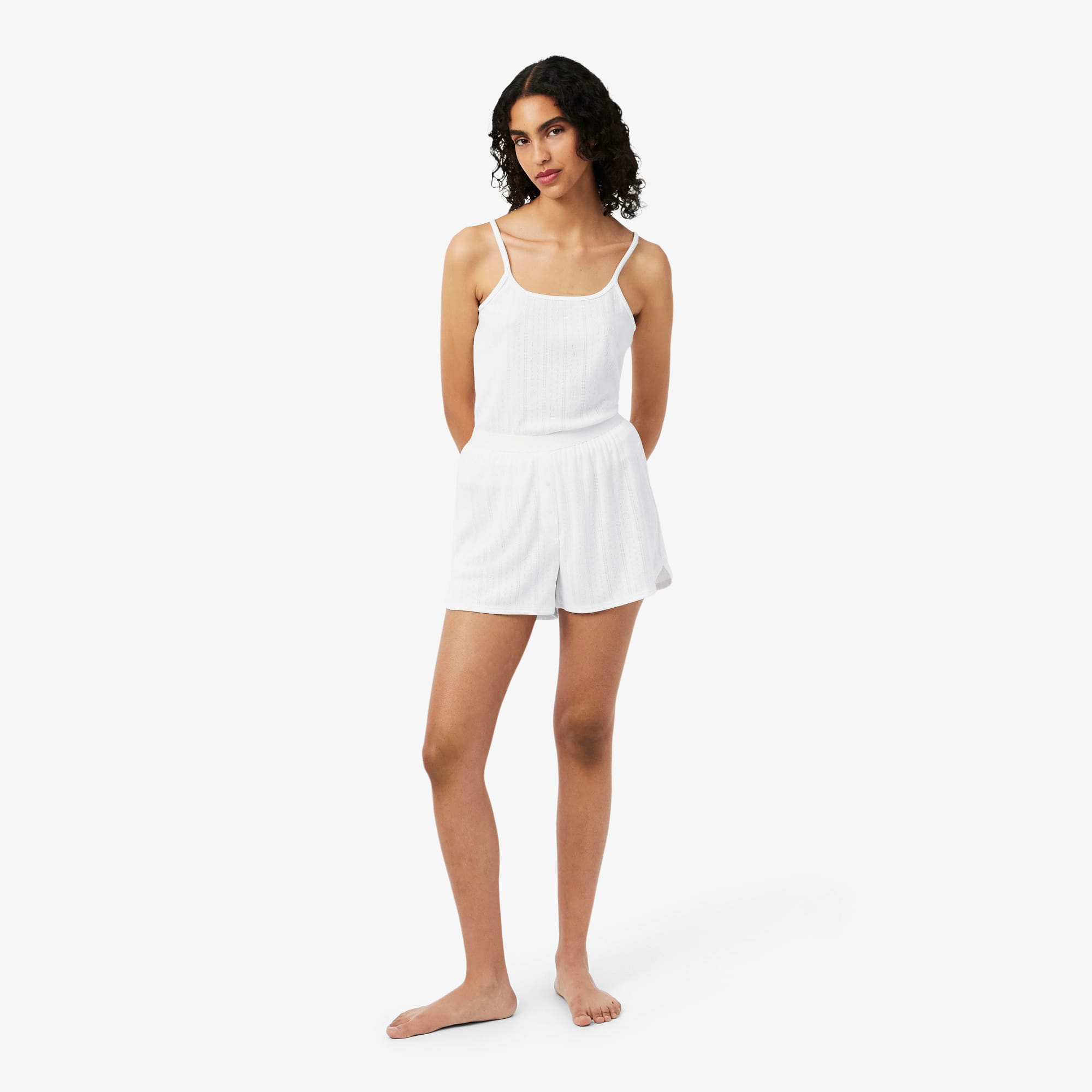 Lacoste Pointelle Pajama Set - Xl In White
