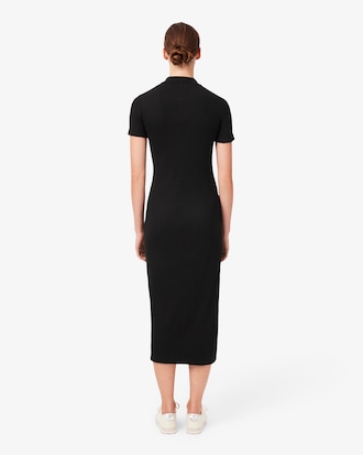 Women's Long Ribbed Cotton Polo Dress