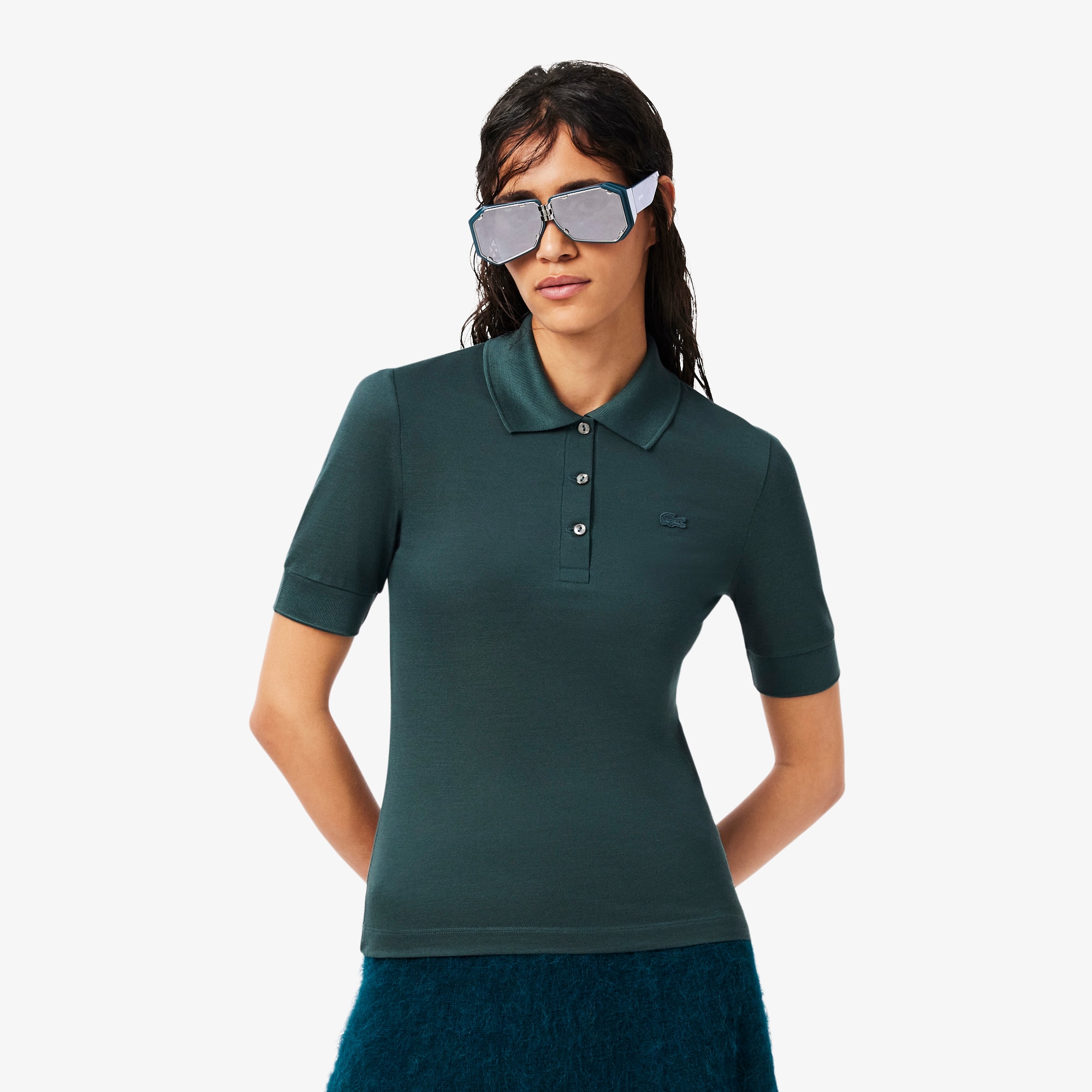 Lacoste Runway Slim Fit Silk Piqué Polo Shirt - S (36) In Green