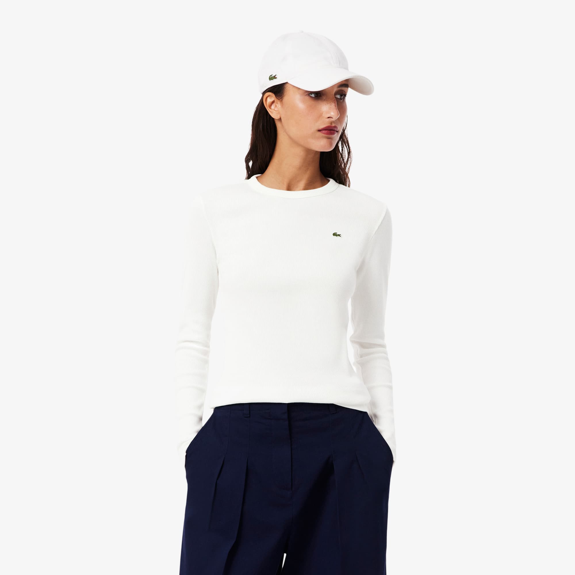 Women's Slim Fit Ribbed Cotton T-Shirt