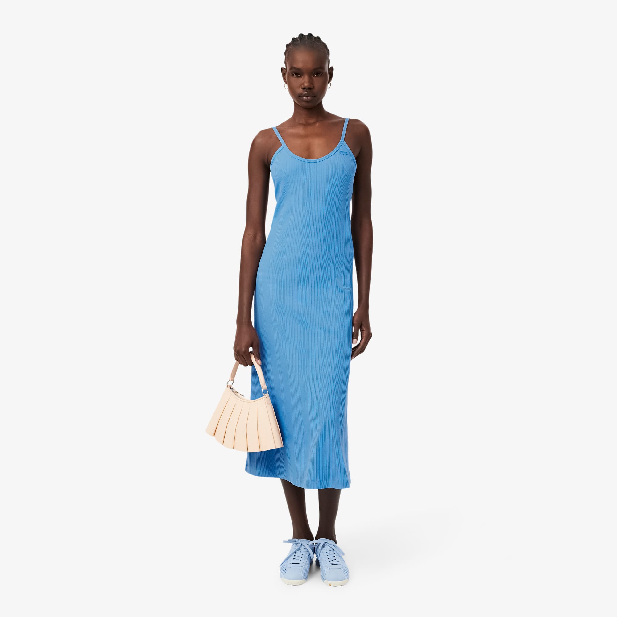 lacoste midi dress Lacoste Ribbed Cotton Strappy Maxi Dress