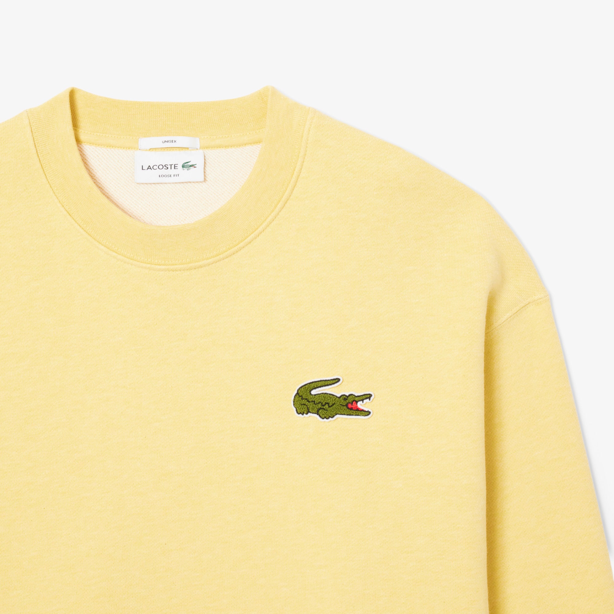 Unisex Loose Fit Badge Accent Fleece Sweatshirt - Sweaters
