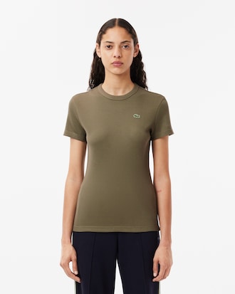 Women's Slim Fit Ribbed Cotton T-Shirt